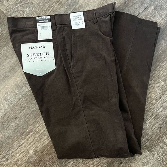 Haggar Classic-Fit Expandable Waistband Corduroy Straight Leg Pants-Size 32x32 - Picture 1 of 6
